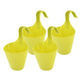 Kuber Industries Hanging Flower Pot|Single Hook Plant Container|Durable Plastic Glossy Finish Pots for Home|Balcony|Garden|9 Inch|Pack of 4 (Green)